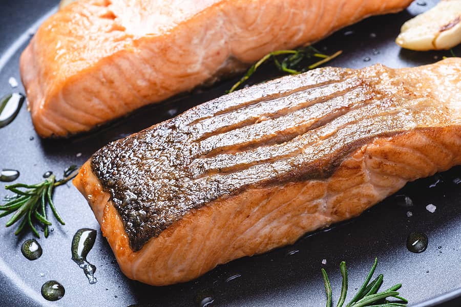 Salmon plated at blū restaurant + lounge